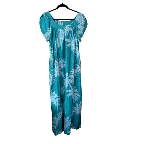 Vintage Sun Fashions Of Hawaii Honolulu Leaf  Boho Resort Maxi Dress Size 18 - Picture 1 of 7